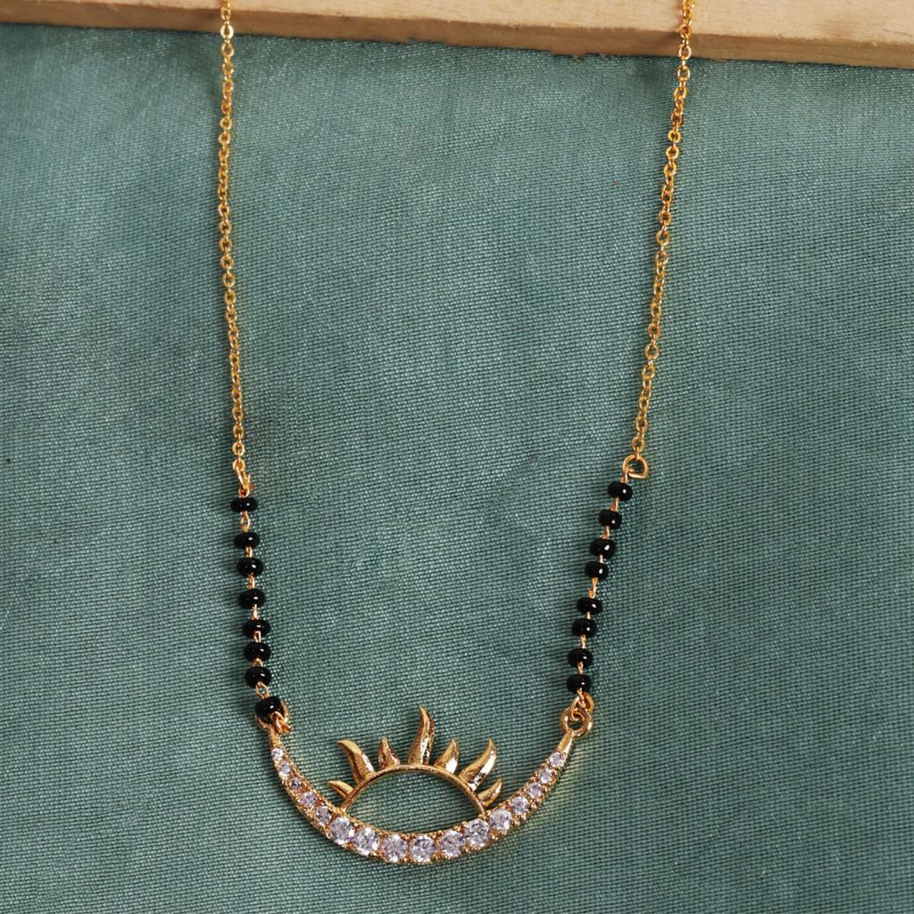 Abdesigns Diamond Mangalsutra, Gold Plated Indian Mangalsutra, Bollywood Actress Mangalsutra, Synthetic Lab Grown Diamond Mangalsutra