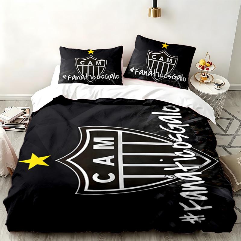Clube Atletico Mineiro 3-teiliges Set Perfekt für das Schlafzimmer Bequemes Bettwäscheset enthält einen Bettbezug und zwei Kissenbezüge Ideales Geburtstags- oder Weihnachtsgeschenk
