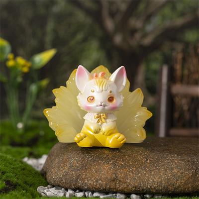 Shanhai Fox Ornament Cartoon Nine-Tailed Fox Resin Crafts Desktop Ornament Decorative Toys
