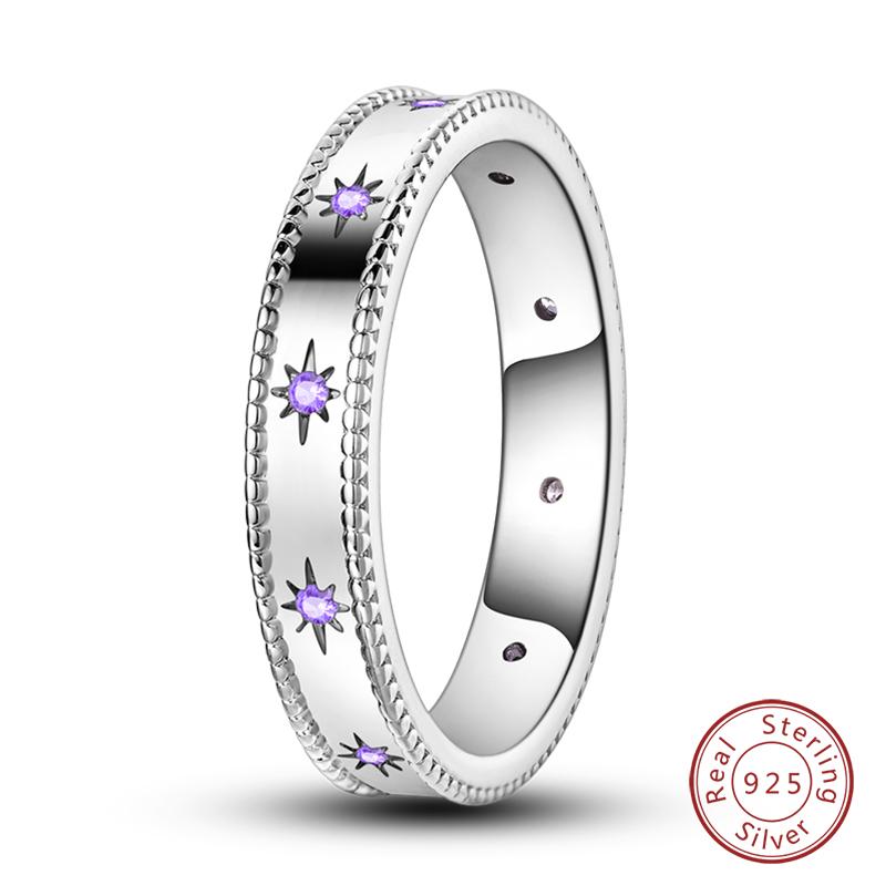 Popular Glow In The Dark Rings For Women 925 Silver Star Moon Sun Rings Sparkling Cubic Zircon Exquisite Jewelry Gifts