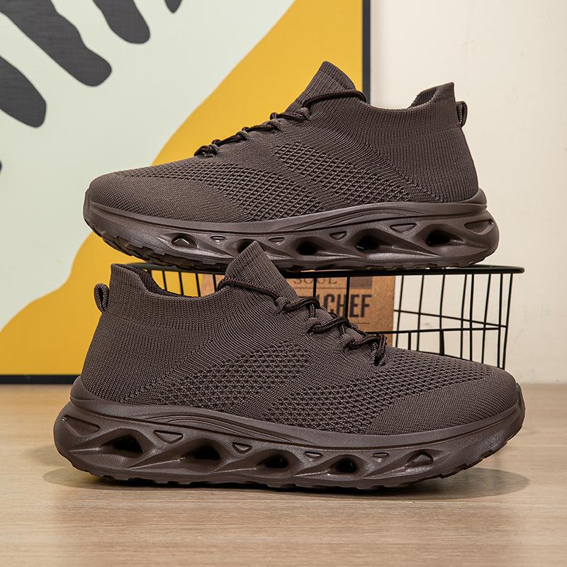 Wide-Footed Large-Size Men'S Shoes Sports Fly-Woven Mesh Shoes Breathable And Lightweight Soft-Soled Travel Walking Shoes Men