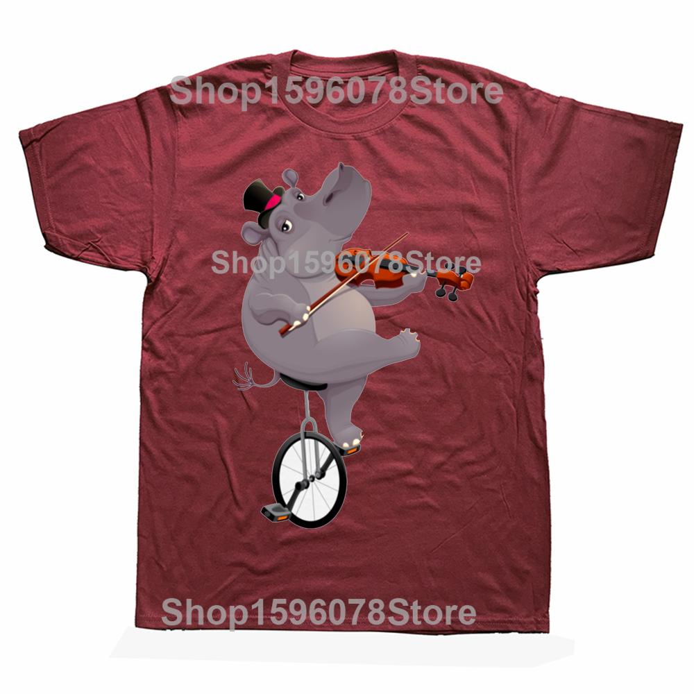 

Funny Hippo on An Bicycle T Shirts Graphic Cotton Streetwear Short Sleeve Birthday Gifts Summer Style T-shirt Mens Clothing 4XL
