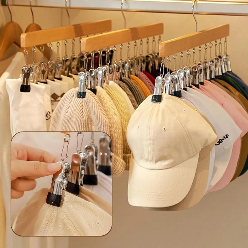 Multifunktionaler Holz-Kleiderbügel Hutaufbewahrungsständer Sockenklammer 360° drehbarer Schrankbügel Platzsparender Organizer für Hemden T-Shirts