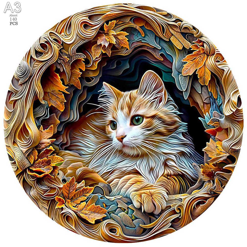 3D Cat Wooden Jigsaw Puzzle DIY Wooden Puzzles for Adult Children Decompression Educational Toys Game Birthday Gifts