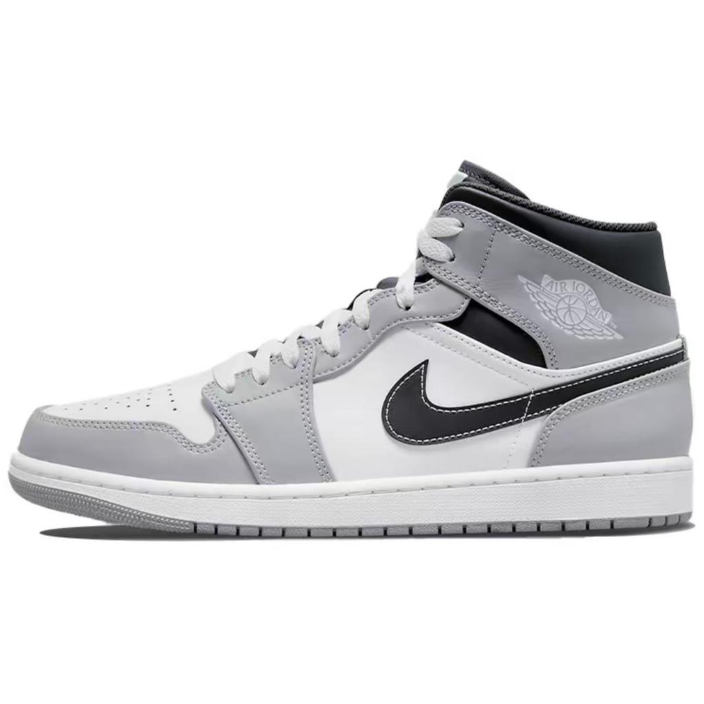 Jordan Air Jordan 1 Ollie Abrasion Resistant Mid top Vintage Basketball Shoes Men's White Gray 554724-078(Team1291-)