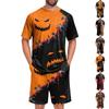 Men's Halloween Casual Lounge Set Short Sleeve Top and Shorts Comfortable Relaxed Fit Sleepwear Set for Home Use