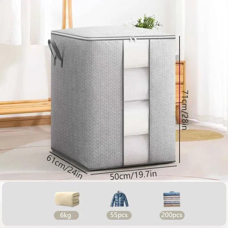 Foldable Clothes Storage Bag Visual Quilt Organize Cases with Handle Home Pillow Blanket Organizer Wardrobe Sorting Storage Box