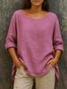 Summer new women's clothing casual loose fashion cotton and linen retro crew neck large size t-shirt