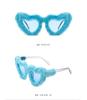 European-American Fashion Irregular Heart-Shaped Sunglasses - Plush, Fluffy, Quirky Love Heart Design (2022)