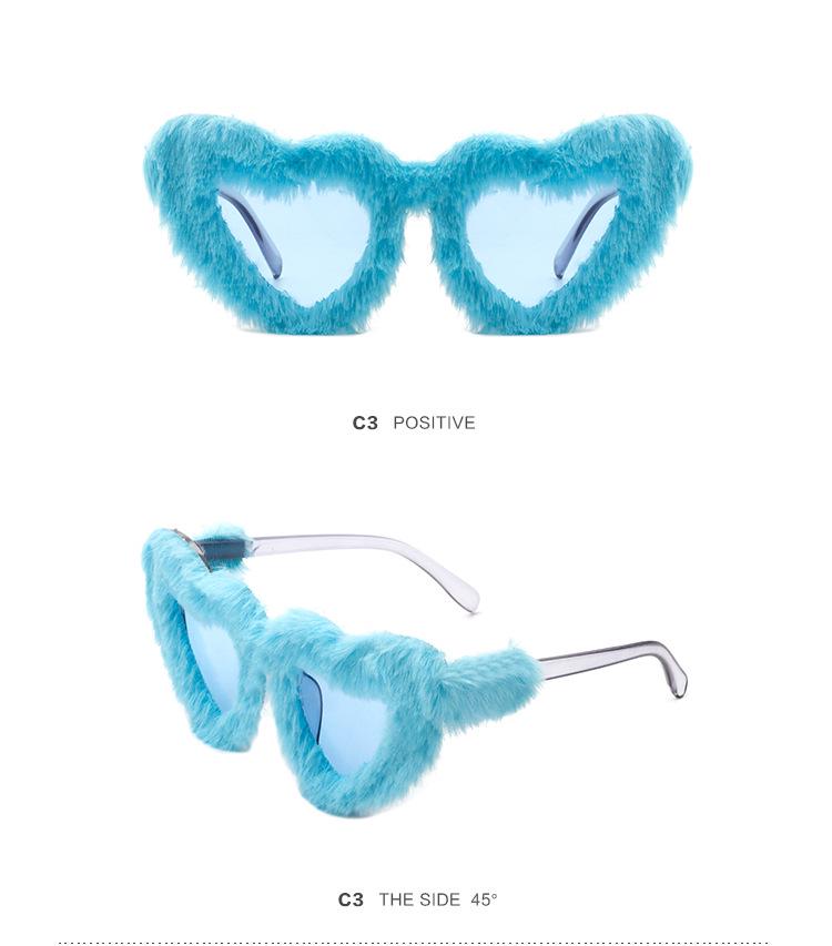 European-American Fashion Irregular Heart-Shaped Sunglasses - Plush, Fluffy, Quirky Love Heart Design (2022)