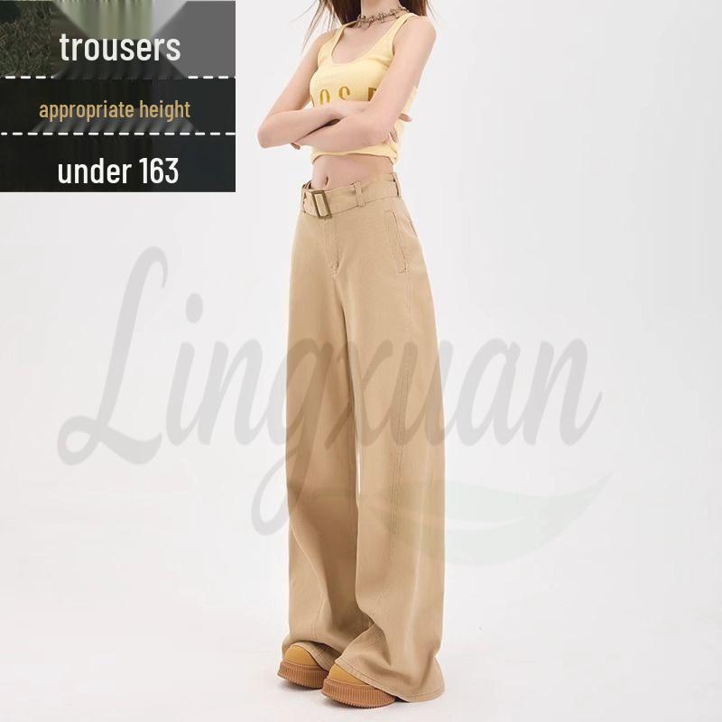 Women s Khaki High-Waisted Wide-Leg Jeans: 2026 Slimming, Casual, Floor-Length S