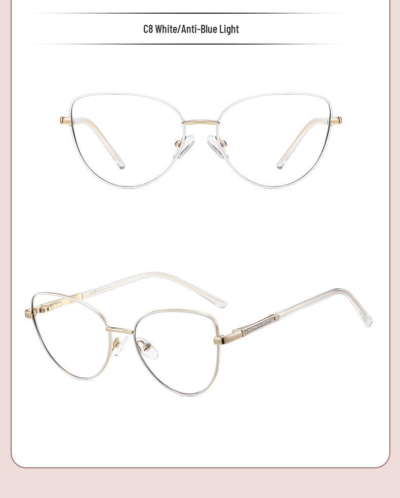 Children’s Cat-Eye Anti-Blue Light Glasses with Metal Temples - Lightweight & Comfortable Myopia Frame