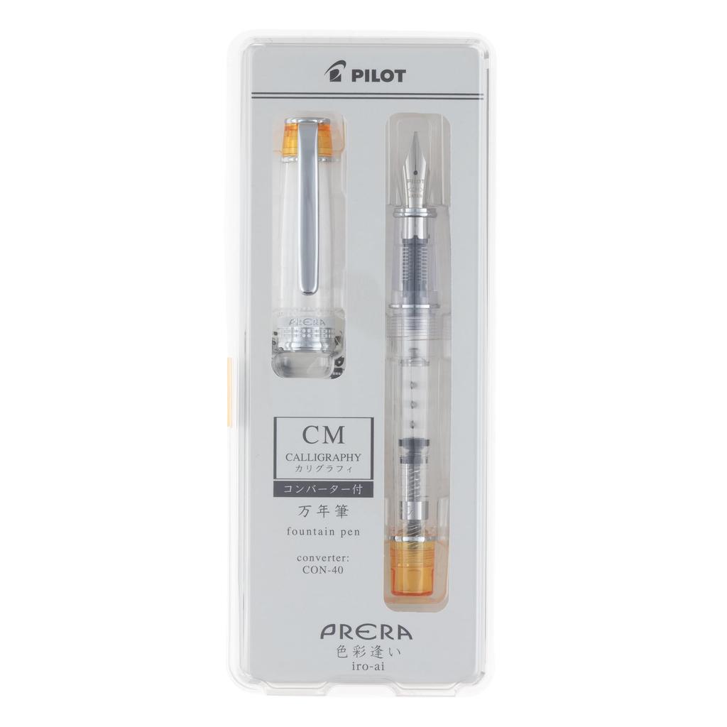 Pilot Prera CM Calligraphy Fountain Transparent PFPR1TOCM Pen, Orange,