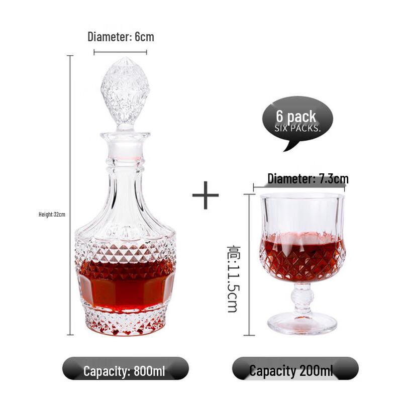 Jun Seventeen HX European Crystal Whisky Decanter & Glass Set