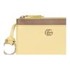 Gucci GG Marmont Iconic Double G Metal Accessories Zipper Closure Leather Key Case Women's Light Yellow with Brown