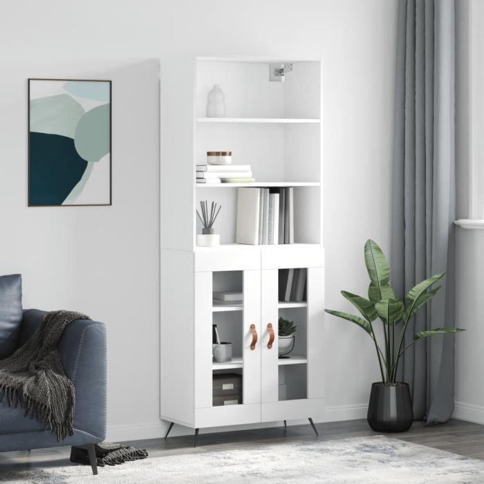 VidaXL Buffet haut Blanc 69,5x34x180 cm Bois d'ingénierie 3189285
