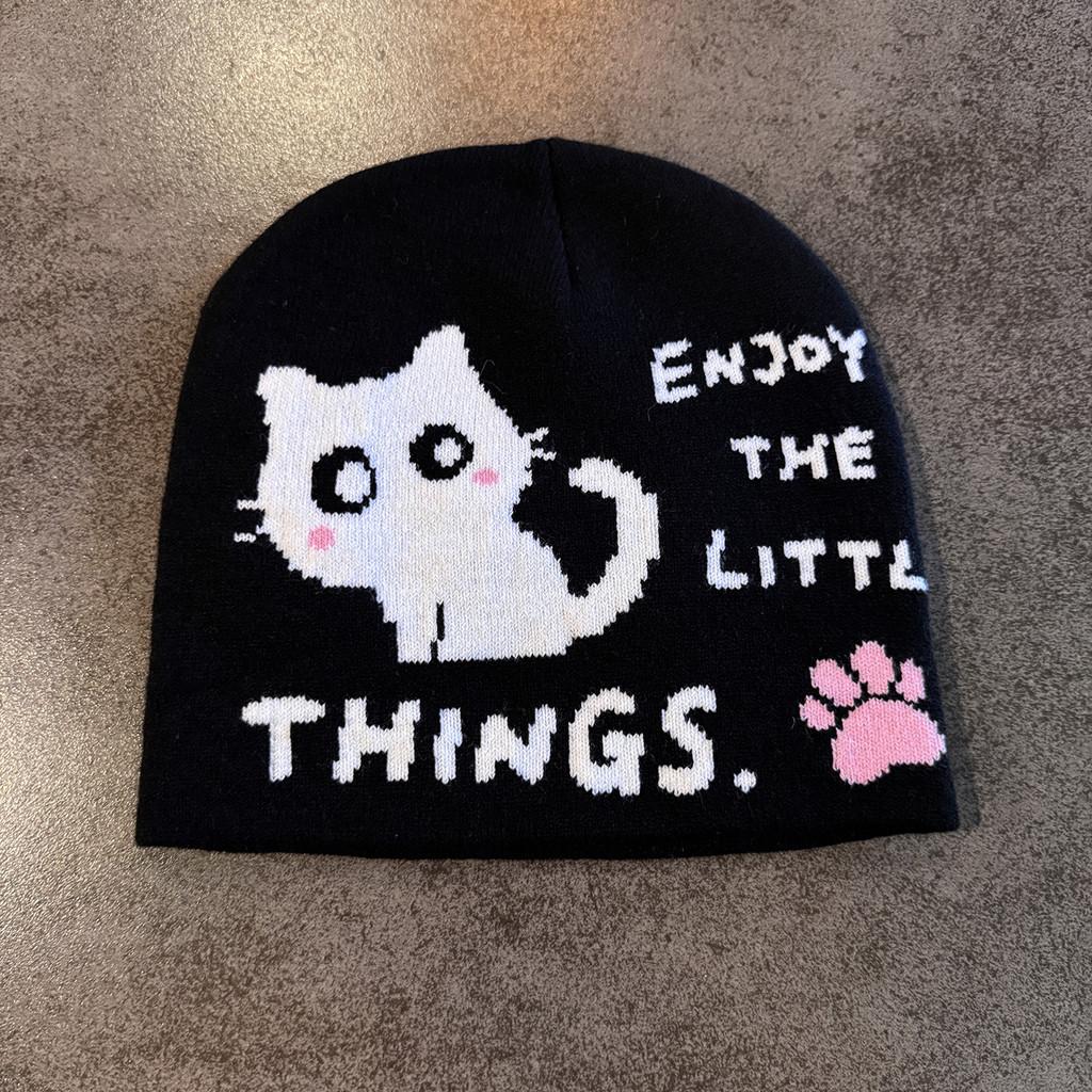 

Letter Cat Pattern Embroidery Fashion Warmth Knitted Hat For Daily Wear Casual