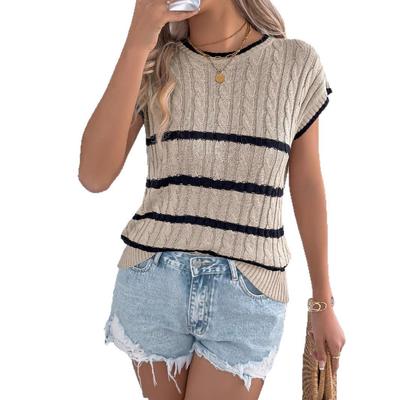 Women's Spring Summer Holiday Striped Twist Casual Loose Knitwear