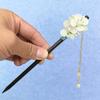 Chinese Style Flower Hairpin Bridal Wooden Tassel Hair Sticks Retro Floral Hair Chopsticks for Women Bun Updo Hair Accessories