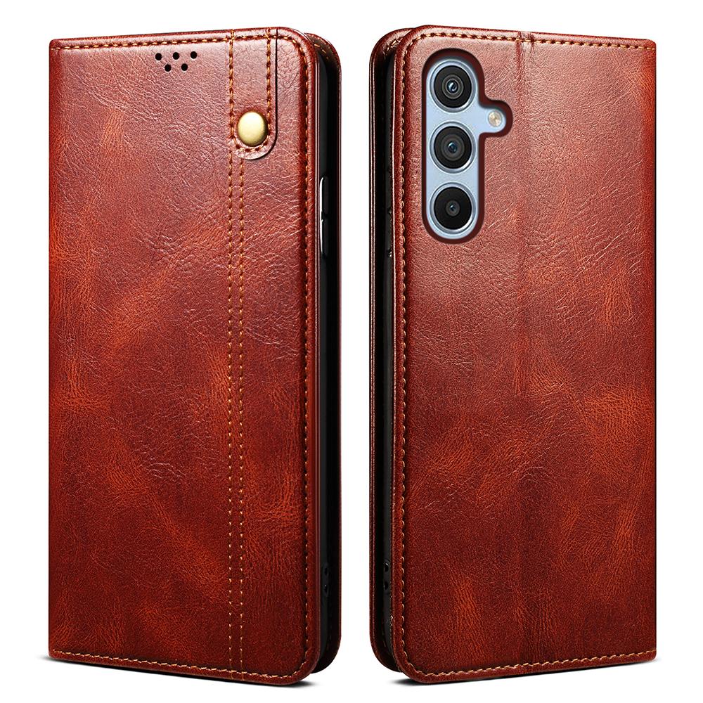 For Samsung Galaxy A24 4G (162.1 x 77.6 x 8.3mm) PU Leather Flip Protective Case Waxy Crazy Horse Texture Stand Wallet Cover