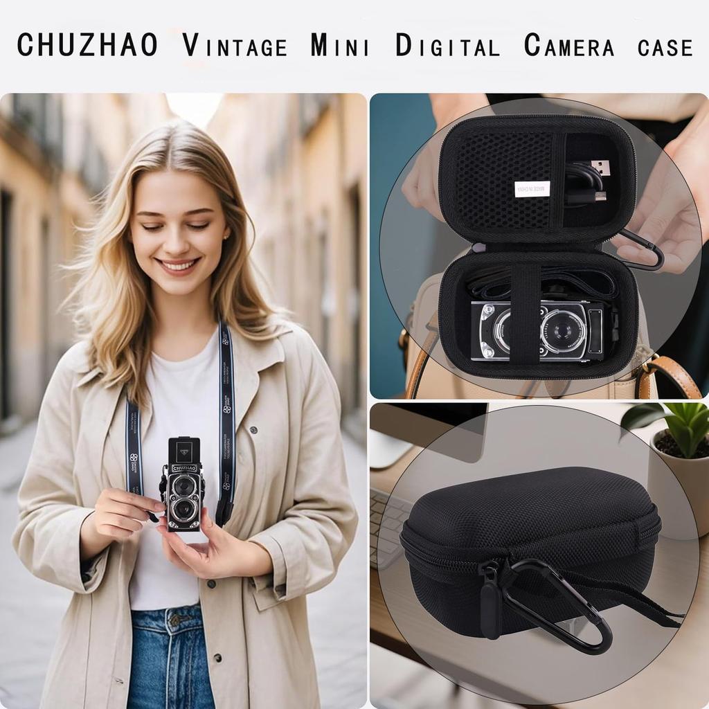 WAIYUJP compatible storage case for CHUZHAO vintage mini digital small video camera protective carrying camera, pocket-sized case.
