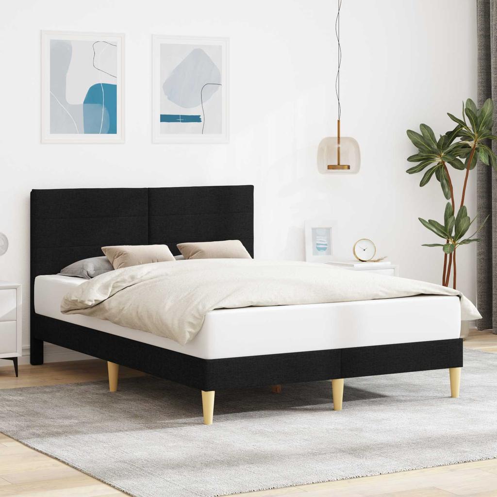 Bed Frame with Headboard Black 120 x 190 cm Fabric
