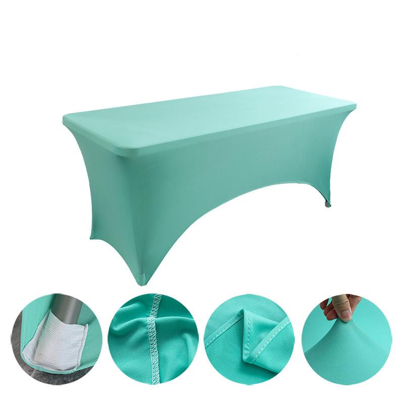 High-End Hotel Restaurant Wedding Exhibition Bar Cover Solid Color Thickened Square Tablecloth Elastic Table Cover