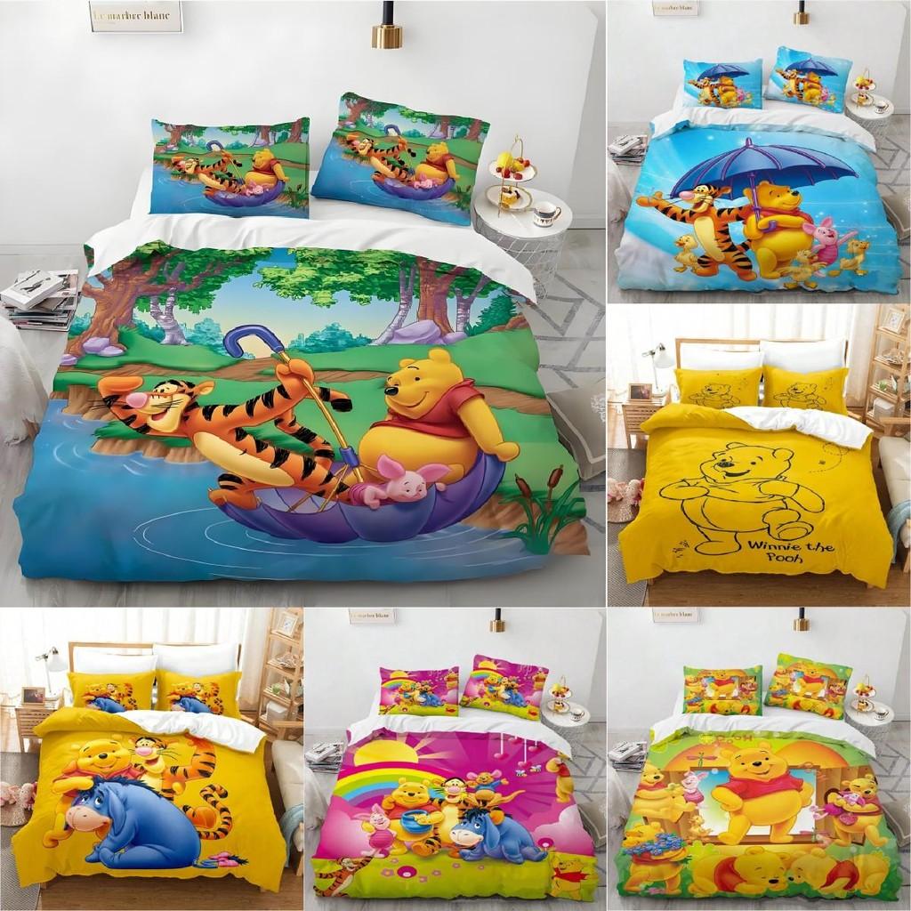 Pooh Bear Children Bedding Set With Active Dyeing For Toddler Bed Decor