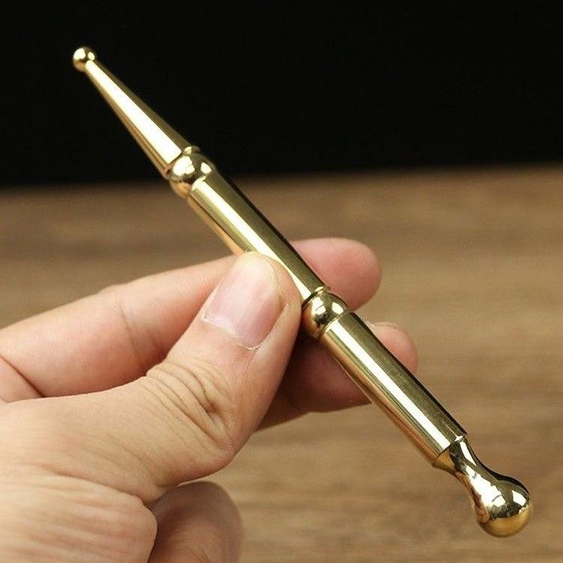Mosiężny Masażer do Twarzy z Podwójną Głowicą Narzędzie do Pielęgnacji Skóry Łyżeczka do Akupresury Ręczny Roller do Akupunktury Masażer do Ciała Masażer