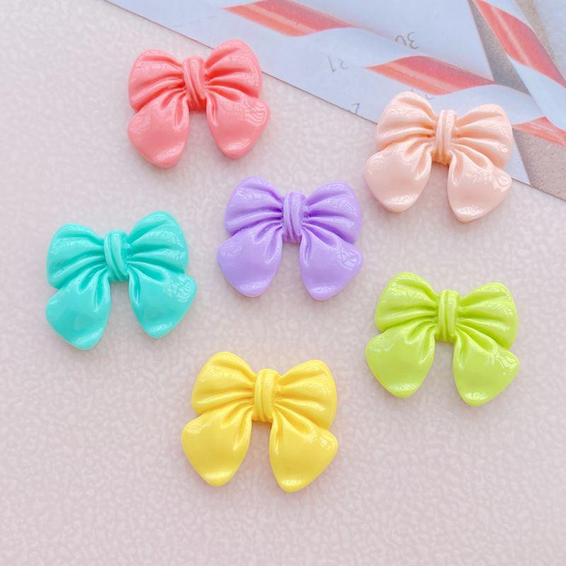 10PCS New Models Colorful Cartoon Bow Flowers Series Resin Scrapbook DIY Jewelry Hairpin Headrope Decoration Crafts