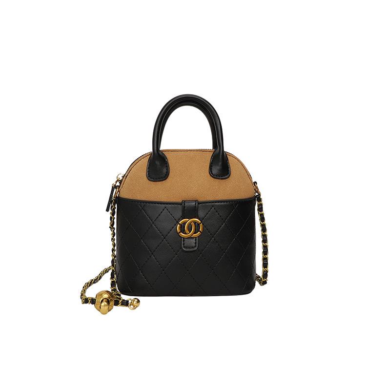 European & American 2025 Retro Suede Color Block Chain Shoulder & Crossbody Handbag