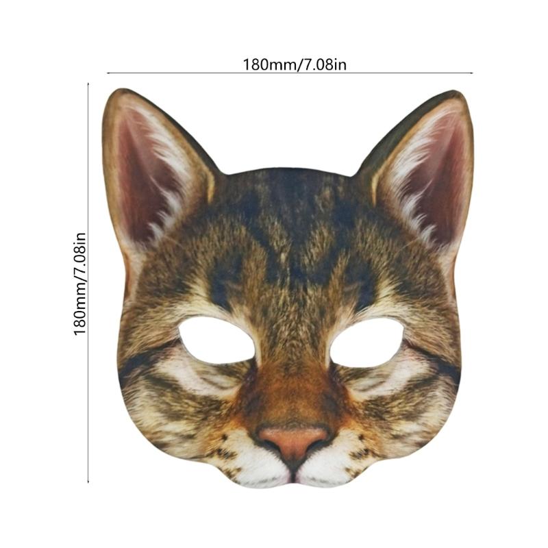 Máscara Facial Realista de Gato Animal Textura EVA Asegurando Comodidad Adecuada para Halloween Carnavales Fiestas de Disfraces