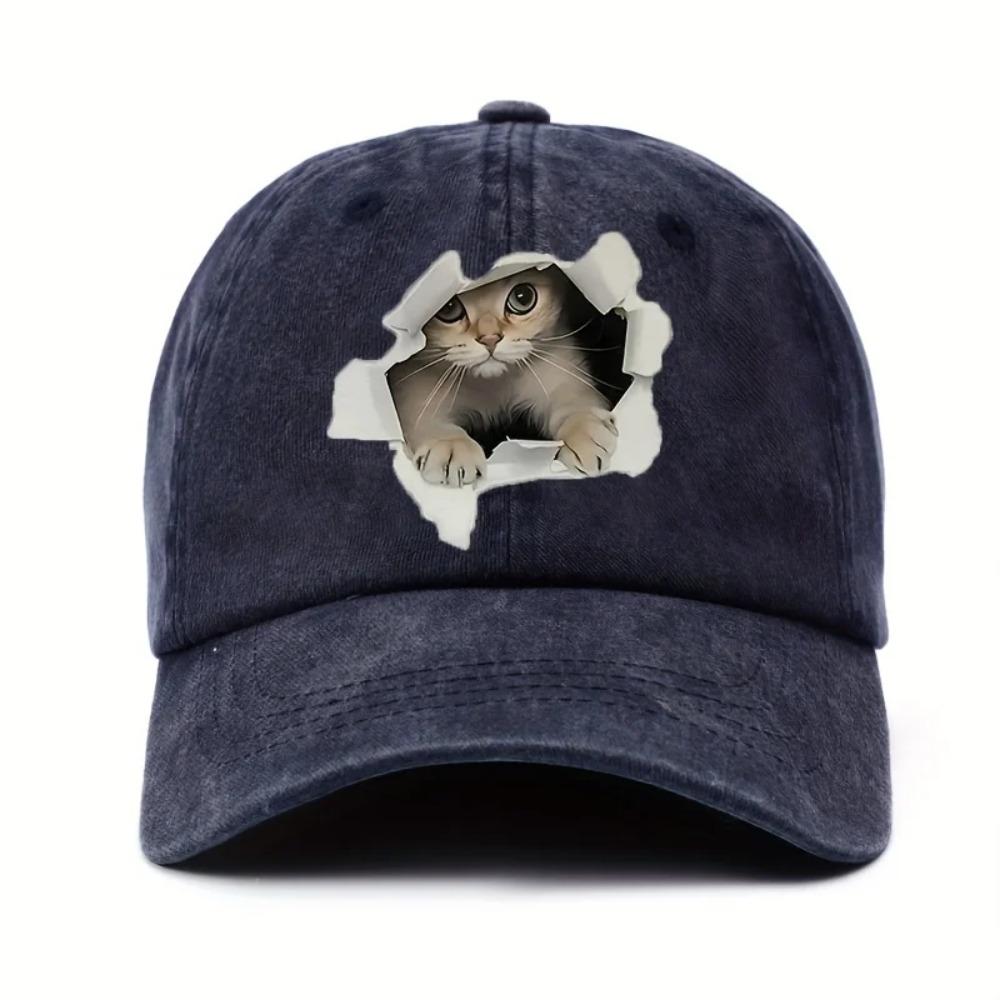 Funny Style Cat Patterned Baseball Cap with Adjustable Outdoor Casual Hat Suitable for Men Women Pet Enthusiasts Fashion Sun Hat