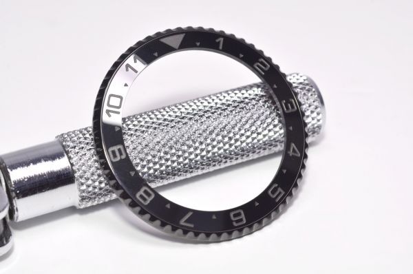 SEIKO Aftermarket SNZF Bezel GMT Recessed for Sea Urchin SNZF15 SNZF17 [ Part] Insert, Slope, Ceramic, Black, 12h, Engraving