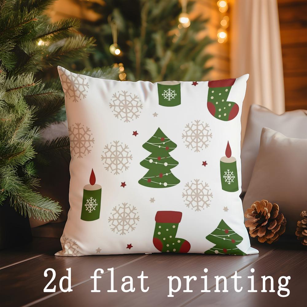 Home Decor Christmas Tree & Noel Pattern Throw Pillows Pattern Cushion Cover Suitable for Sofa Bedroom Car Pillow Cover