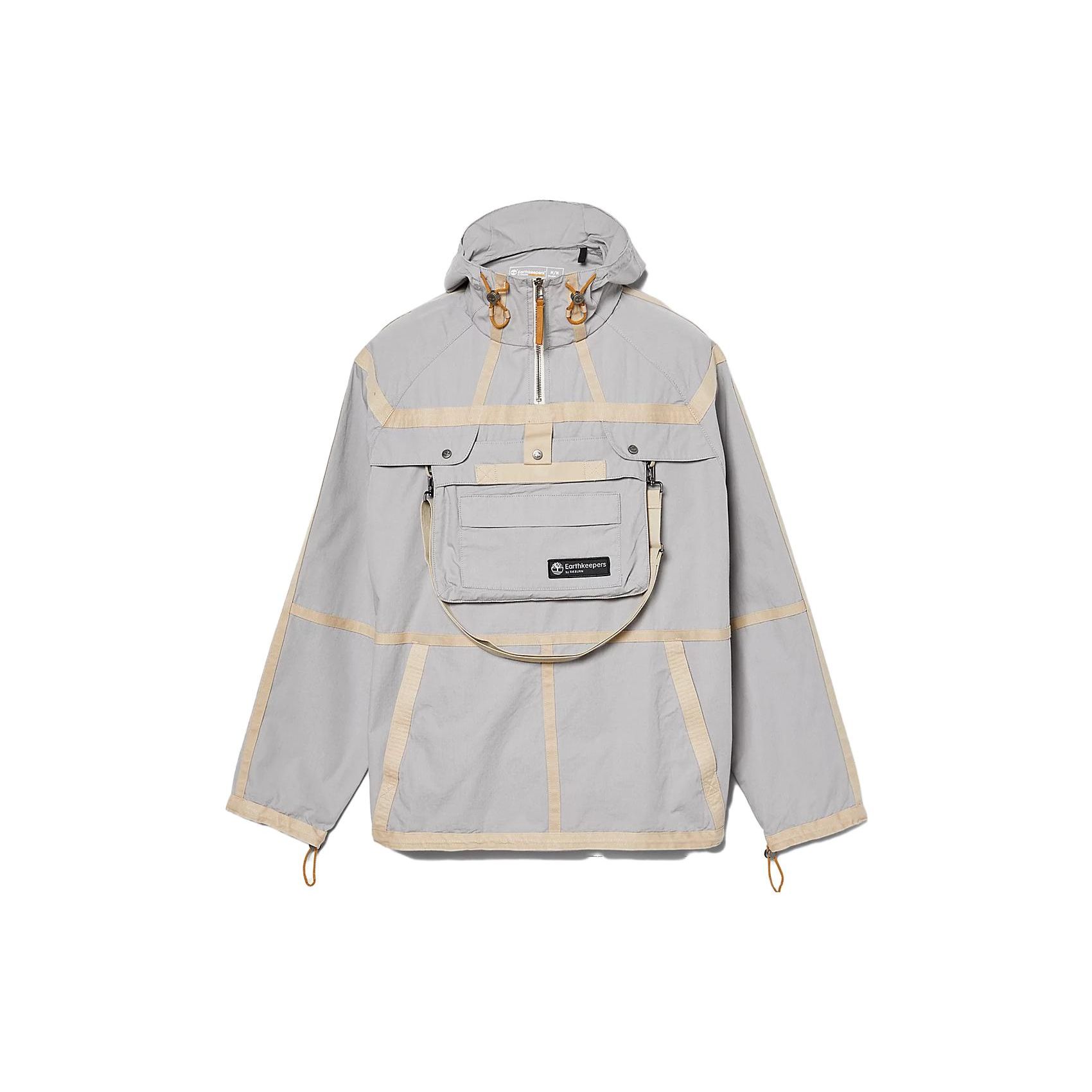 Timberland Light Grey Contrast Trim Multi-Pocket Hooded Anorak Jacket A6BJT-031 S