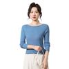 Le Kasha Elegant One-Shoulder Knit Sweater - Women's Autumn/Winter Slim Herringbone Top