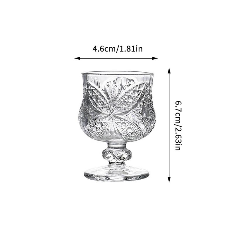 

Набор из 6 шт. Мини-стеклянные рюмки 45 мл в ретро-стиле с гравировкой, на короткой ножке, для саке, соджу, ликера, аксессуары для домашнего бара