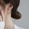 Korean Style Elegant Pearl Water Drop Stud Earrings for Women - Two-Way Personality Design