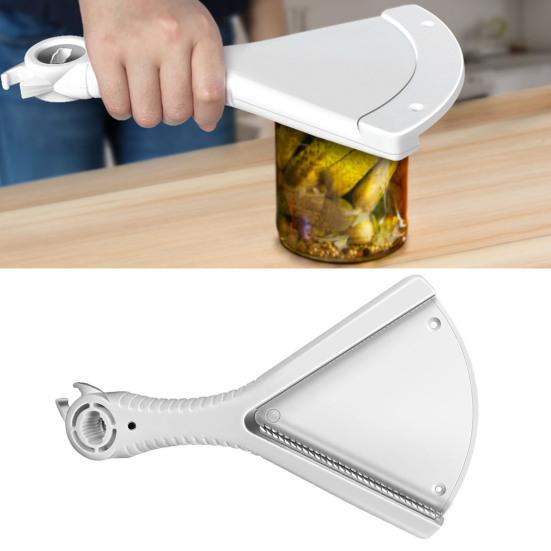 Bottle Opener Extended Ergonomic Handle Textured Grip Adjustable V-Shaped Jar Opener Turning Force Jar Cap Remover Kitchen Accessory