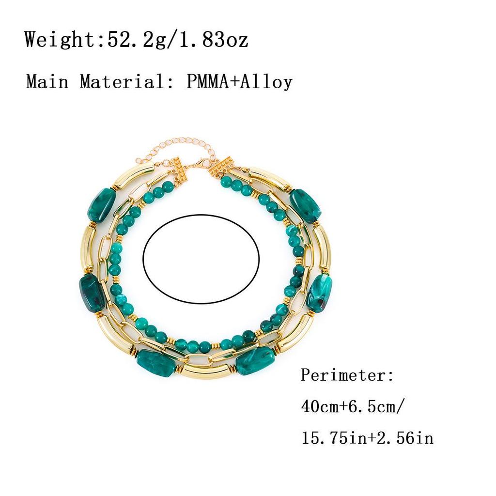 European & American Multi-Layer Geometric Beaded Necklace - Creative Design (NK27260)