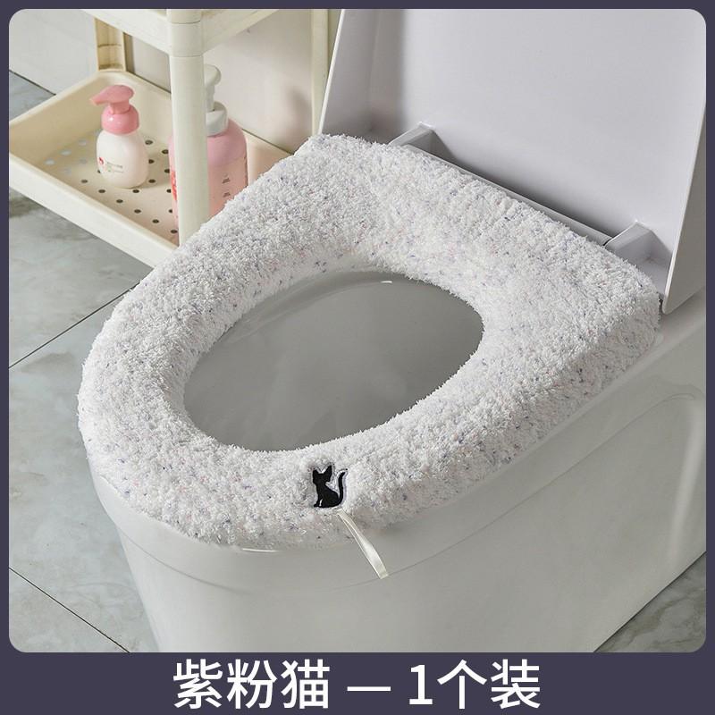 Soft Plush Toilet Seat Cover Round Universal Winter Warm Pad Non-Slip Reusable Home Bathroom