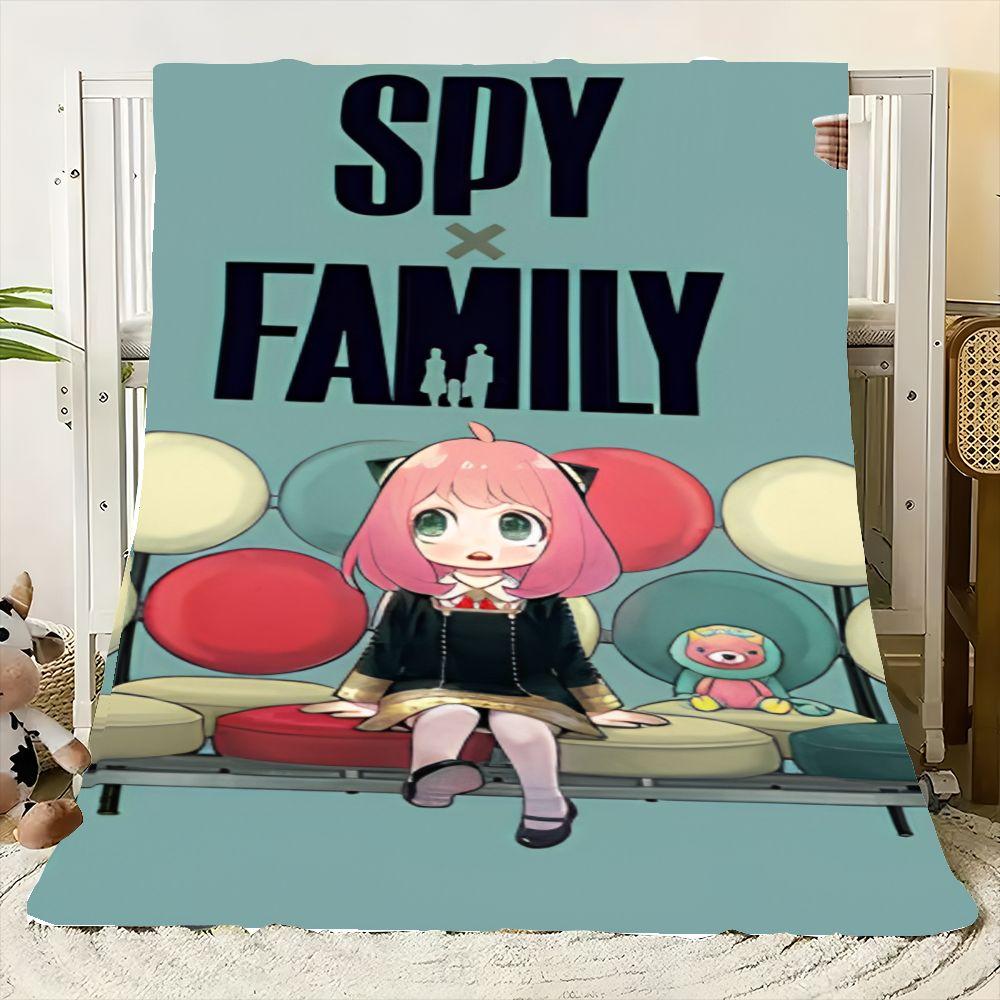 SPY × FAMILY Cartoon Character Plush Blanket - Super Soft Throw Blanket Featuring Pink Hair Girl with Cat Ears and Whimsical Gre