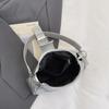 Silver Shoulder Bag Chain Handbag Fashion Bag Solid Color Pu Leather Ladies Bag French Style Underarm Shopper Purse Black Bolsos