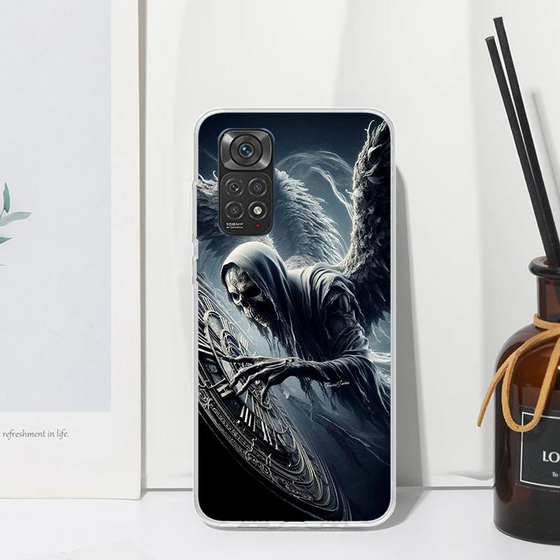 Death Grim Reaper Skull Scythe Phone Case For Xiaomi Redmi Note 15 13 14S 14 Pro Plus 12S 11S 10S 12 11E 10 11T Art Fundas Back