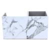 KINGFOM PU Leather Desk Stationery Organizer with Storage and Remote Control Holder Gray Marble Box, Pen/Pencil Stand, (Small, Pattern)