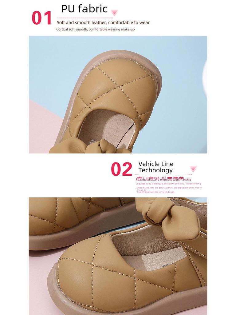 Princess Style Girls' Leather Shoes for 1-3 Year Olds, Breathable and Fashionable Children's Footwear