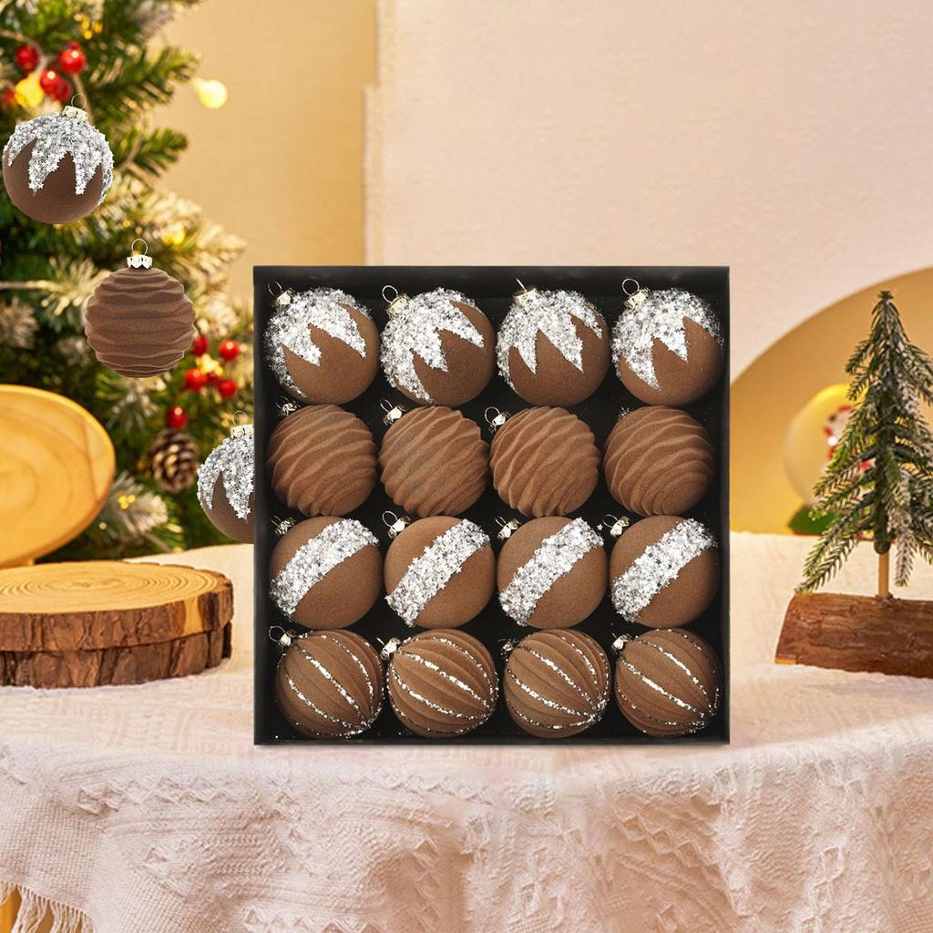 16 Pieces Velvet Christmas Balls,Sturdy,Elegant,Decorative,Hanging Christmas Tree Decor,for Festivals Wedding Party Xmas Tree