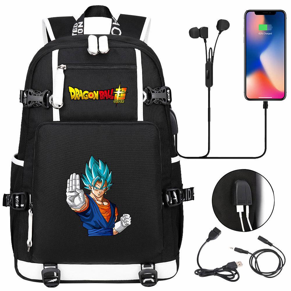 Vegeta Sun Wukong Dragon Ball Ultra USB Headphones Teen Student School Bag Men's and Women's Leisure Travel Backpack