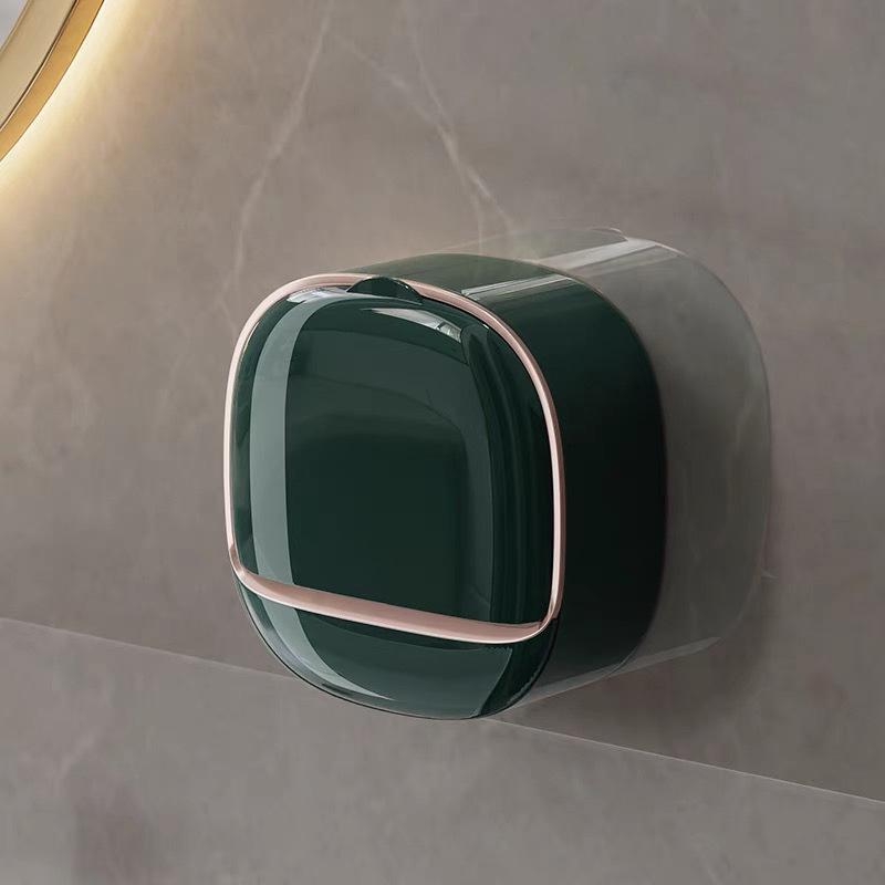 Luxury Wall-Mounted Soap Dish: Punch-Free, Draining with Lid for Elegant Bathroom Storage